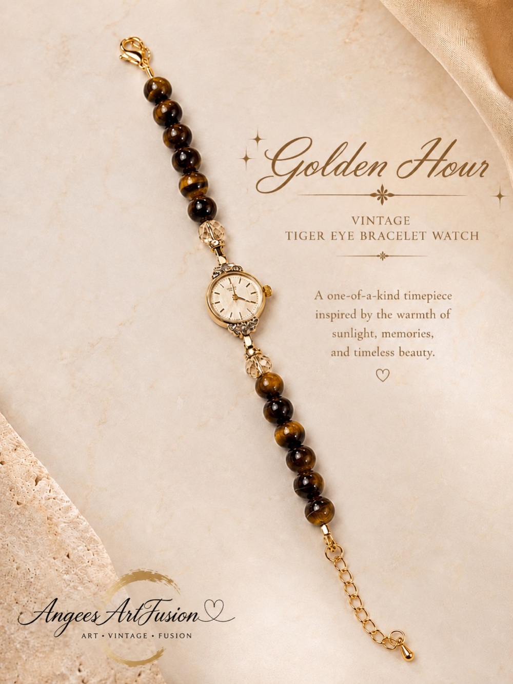 “Golden Hour” – Tiger Eye Bracelet Watch